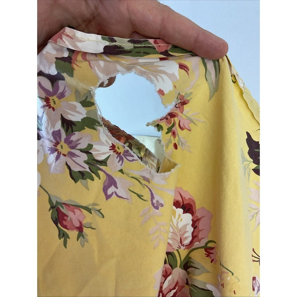 Ralph Lauren Kathleen Twin Flat Sheet Yellow Floral‎ Roses. Blue Label For Parts